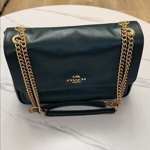 Coach Bag / Coach outlet. Elodie Forest Green Leather Shoulder Bag
